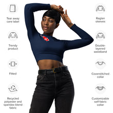 Load image into Gallery viewer, Logo long-sleeve crop top (Navy)
