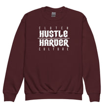 Load image into Gallery viewer, “Hustle Harder” Youth crewneck sweatshirt
